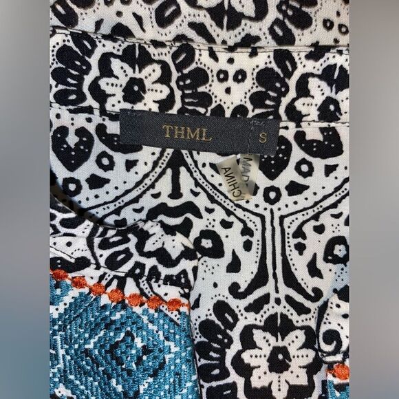 THML Boho Peasant Embroidered Floral Print Oversized peasant top size Small‎ - Picture 5 of 9